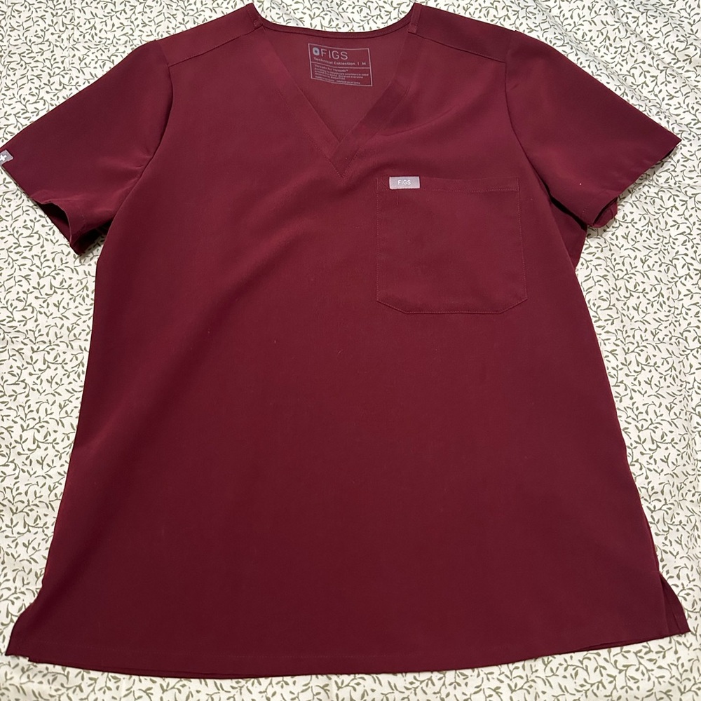 Figs Catarina Scrub Top Burgundy